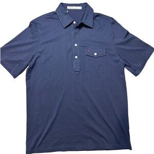Criquet Mens Players Shirt Navy Blue Short Sleeve Pocket Polo Size M